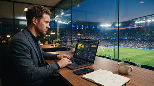 man-working-at-computer-at-soccer-game-in-suite